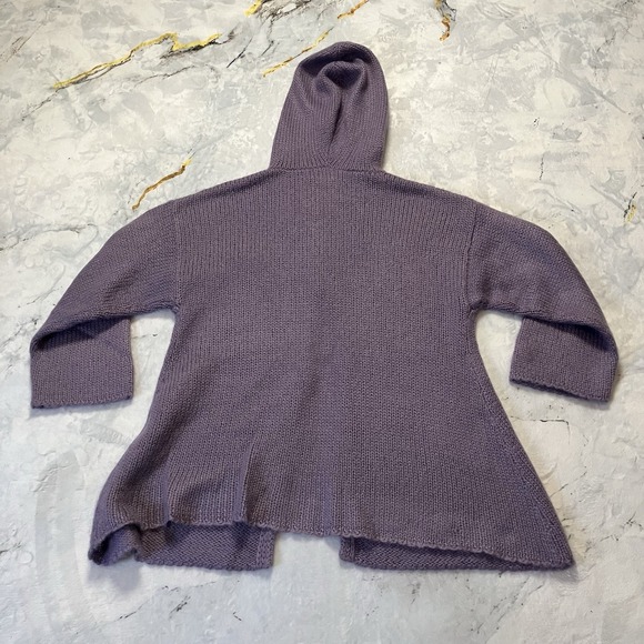 Soft Surroundings Sweater Womens Size M Purple Mohair Blend Hooded Cardigan - Picture 3 of 6